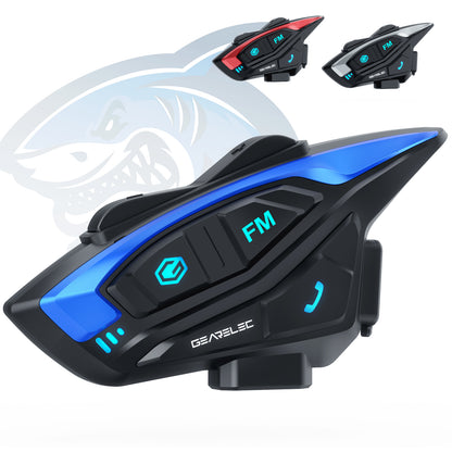 Shark Series Motorcycle Bluetooth Headset  with Upgrade HiFi Speakers, 2-Riders Intercom