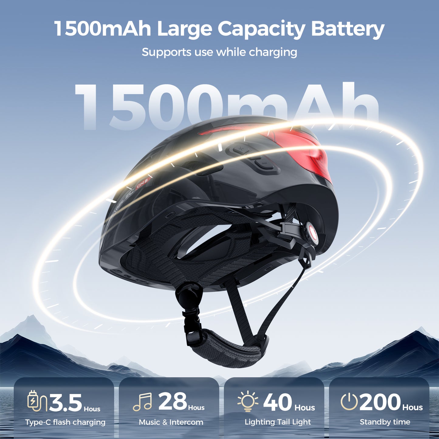 Bicycle Helmet with Bluetooth / Intercom / Indicator Light / Remote Control, Support 2-8 Riders communication